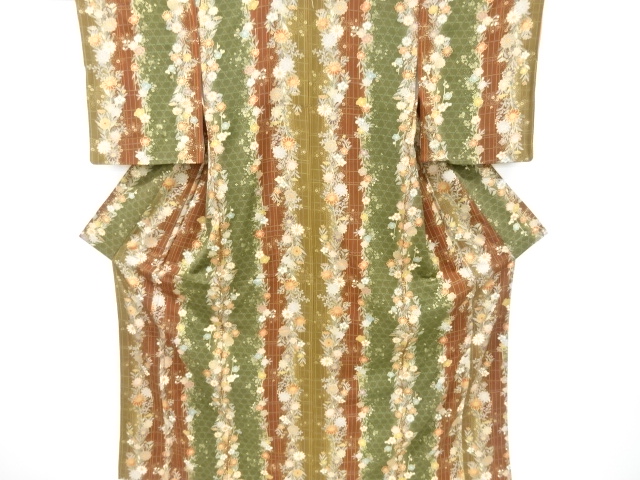 花に籠目模様小紋着物